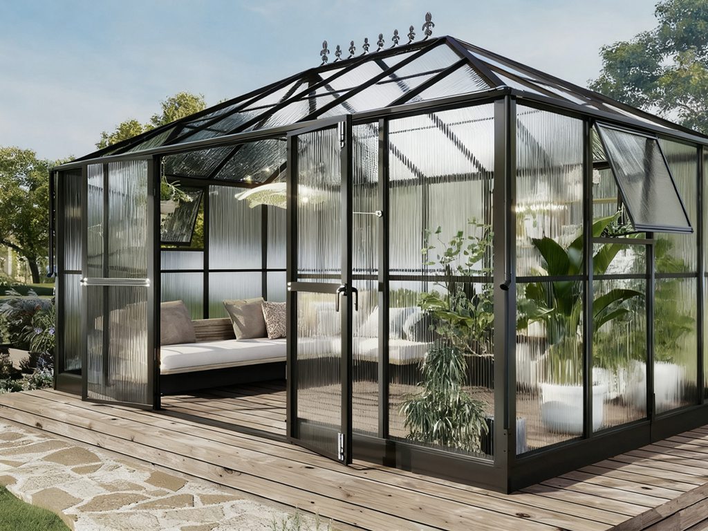 glass greenhouse, tempered glass greenhouse, glass greenhouses for sale